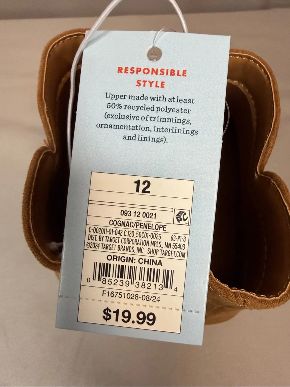 Cat & Jack kids light brown cognac Penelope ankle boots zippers new faux suede
